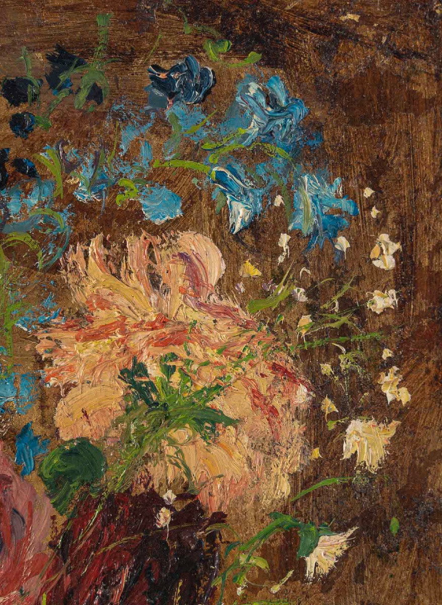 Serge Belloni (1925–2005) – Bouquet Of Roses In A Pitcher, Oil On Panel, Circa 1970-photo-3