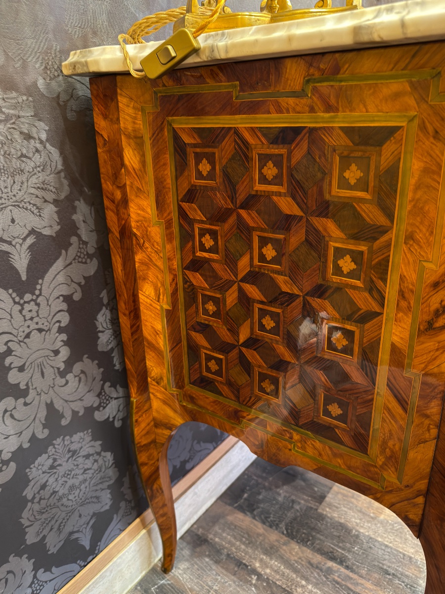 Leonard Boudin Maitre en 1761 Commode en marqueterie d’époque Transition Louis XV-Louis XVI-photo-3