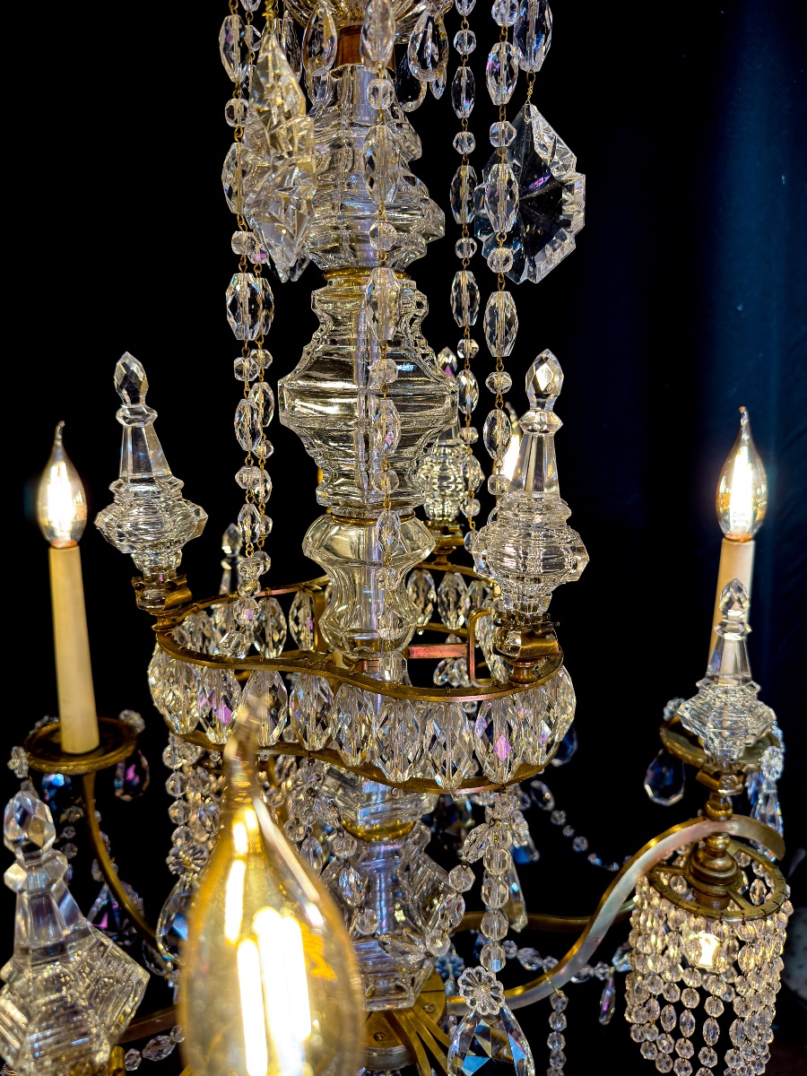 Lustre Louis XVI « Marie-Antoinette » en bronze ciselé et doré, style Maison Baguès, vers 1920-photo-3