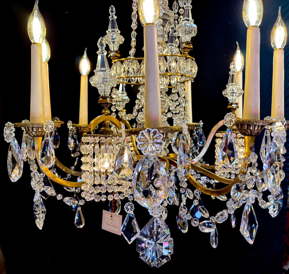 Lustre Louis XVI « Marie-Antoinette » en bronze ciselé et doré, style Maison Baguès, vers 1920-photo-2