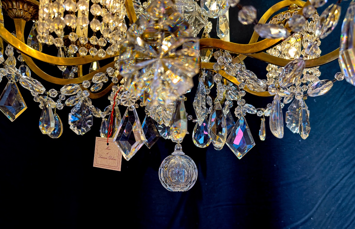 Lustre Louis XVI « Marie-Antoinette » en bronze ciselé et doré, style Maison Baguès, vers 1920-photo-4