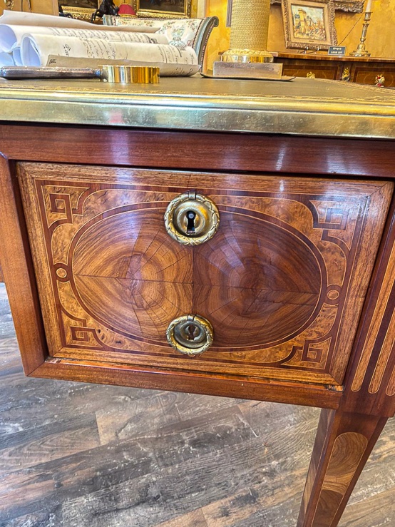 Flat Desk In Rosewood Marquetry, Louis XVI Period, French Craftsmanship-photo-3