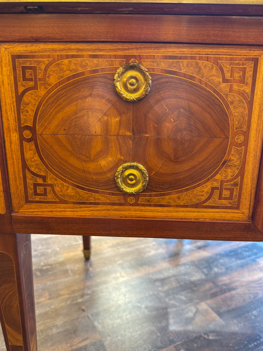 Flat Desk In Rosewood Marquetry, Louis XVI Period, French Craftsmanship-photo-4