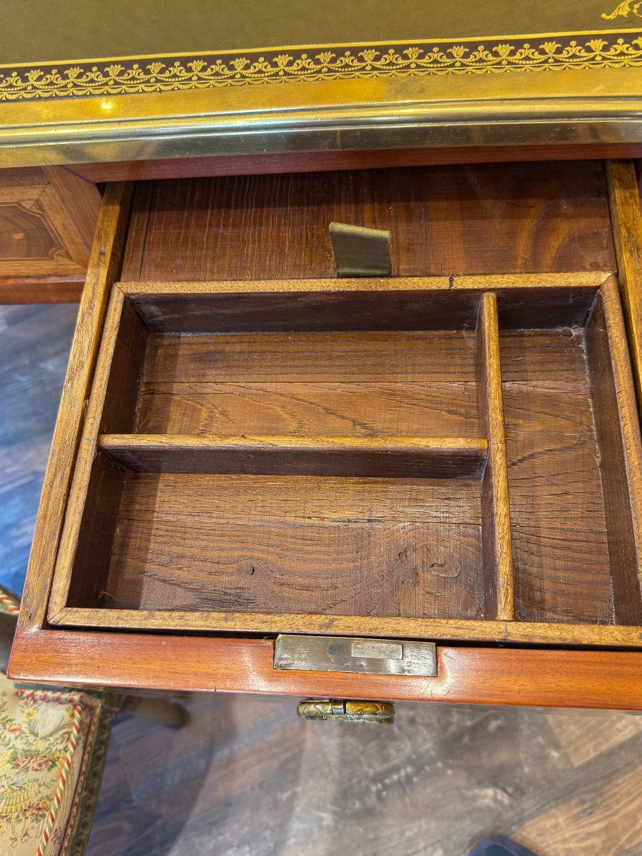 Flat Desk In Rosewood Marquetry, Louis XVI Period, French Craftsmanship-photo-4
