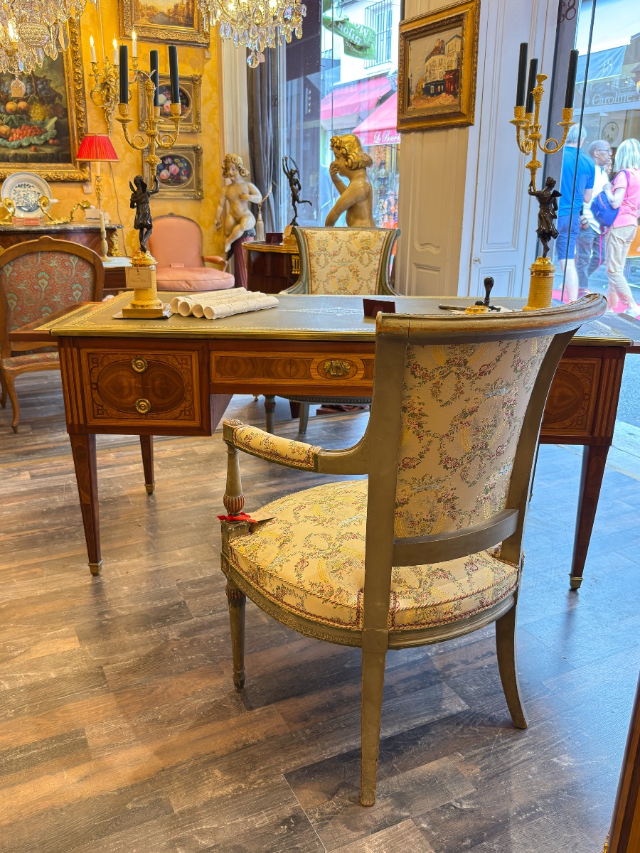 Flat Desk In Rosewood Marquetry, Louis XVI Period, French Craftsmanship-photo-6