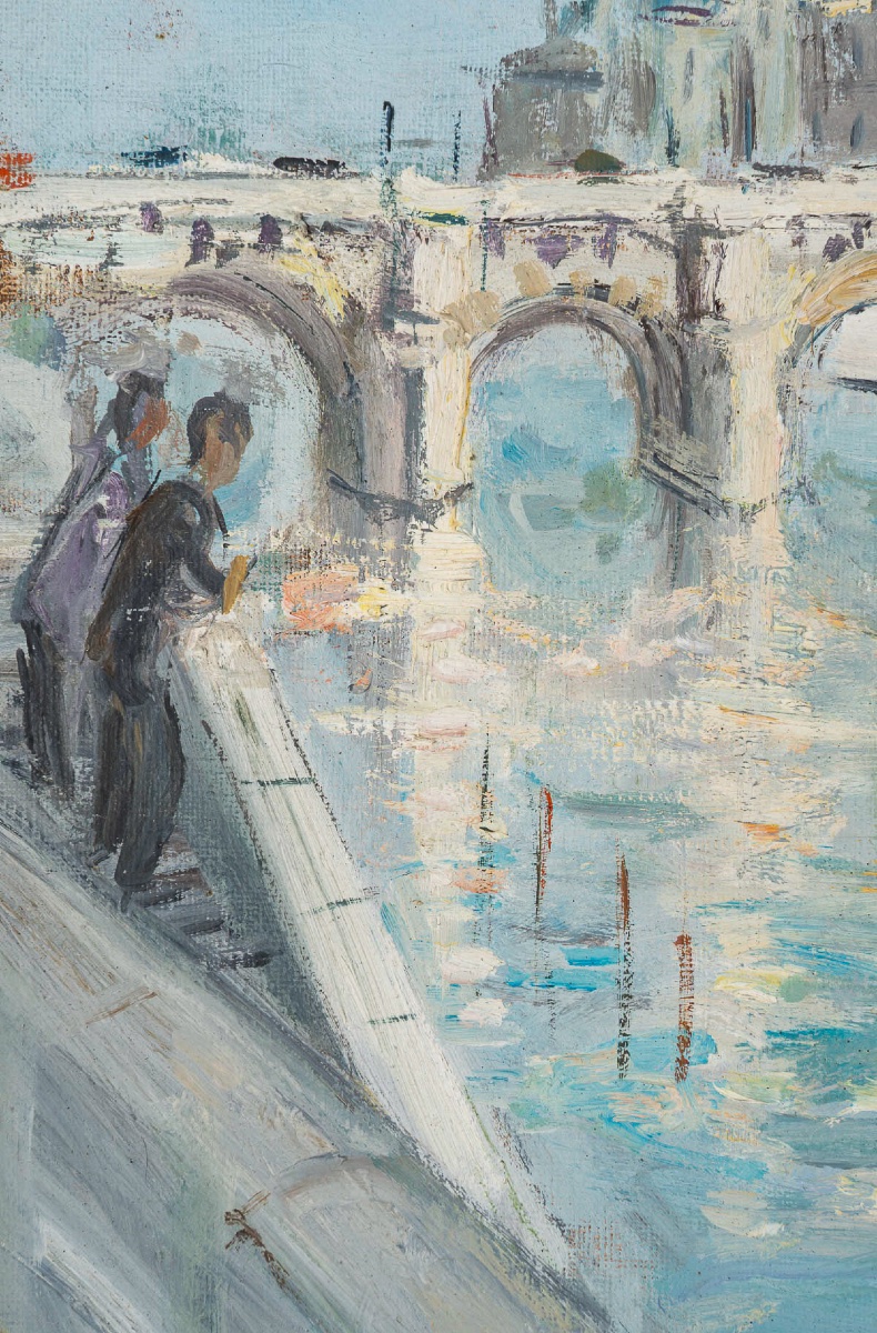Serge Belloni (1925–2005) Paris View Of The Pont-neuf And The Vert Galant Oil On Canvas C. 1954-photo-3