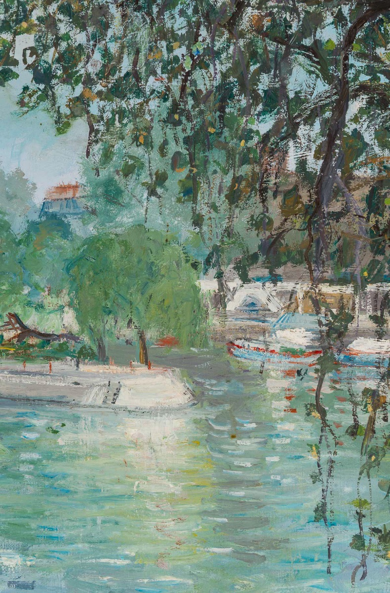 Serge Belloni (1925–2005) Paris View Of The Pont-neuf And The Vert Galant Oil On Canvas C. 1954-photo-2