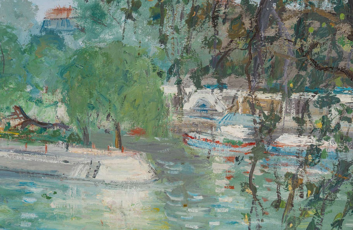 Serge Belloni (1925–2005) Paris View Of The Pont-neuf And The Vert Galant Oil On Canvas C. 1954-photo-4