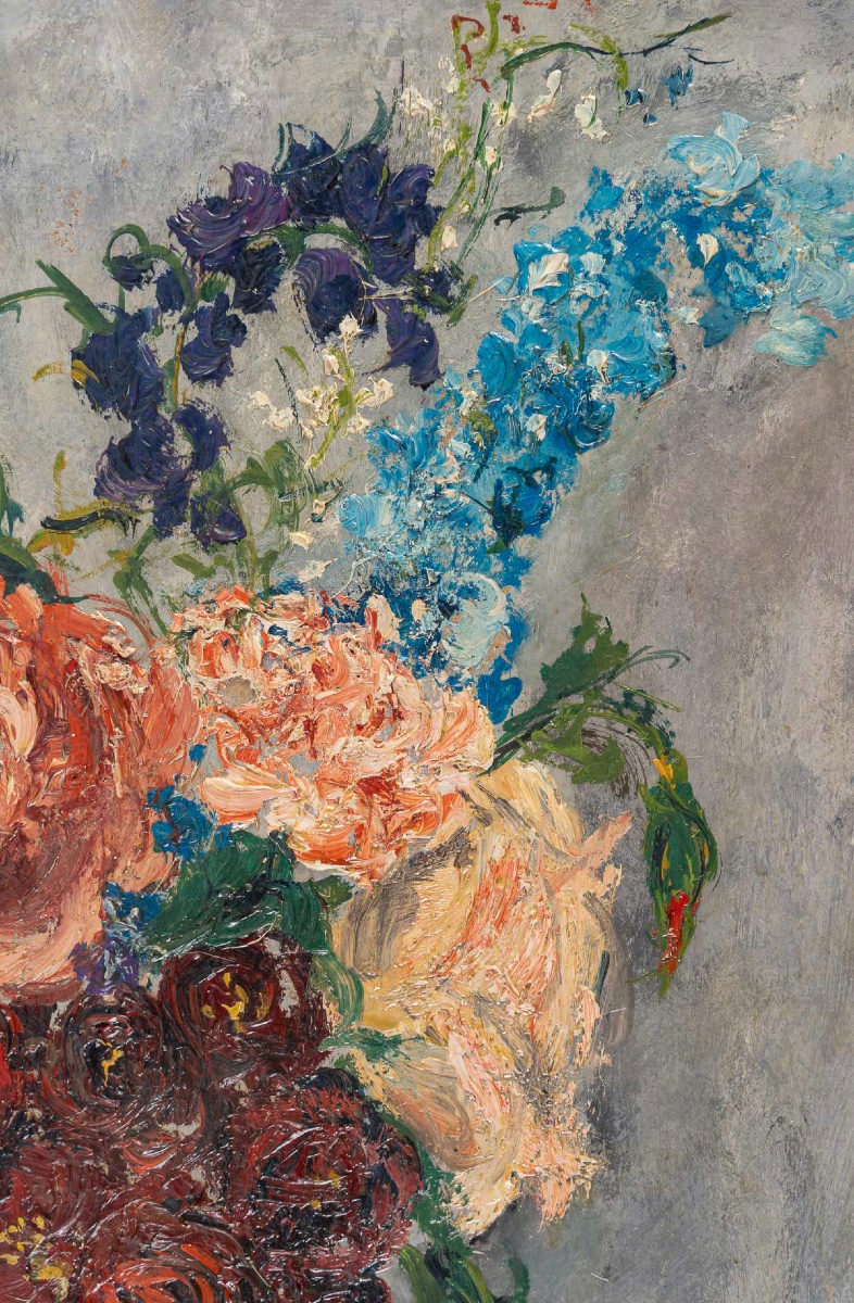 Serge Belloni (1925–2005) – Bouquet Of Flowers In A Vase, Oil On Panel, Circa 1970-photo-4