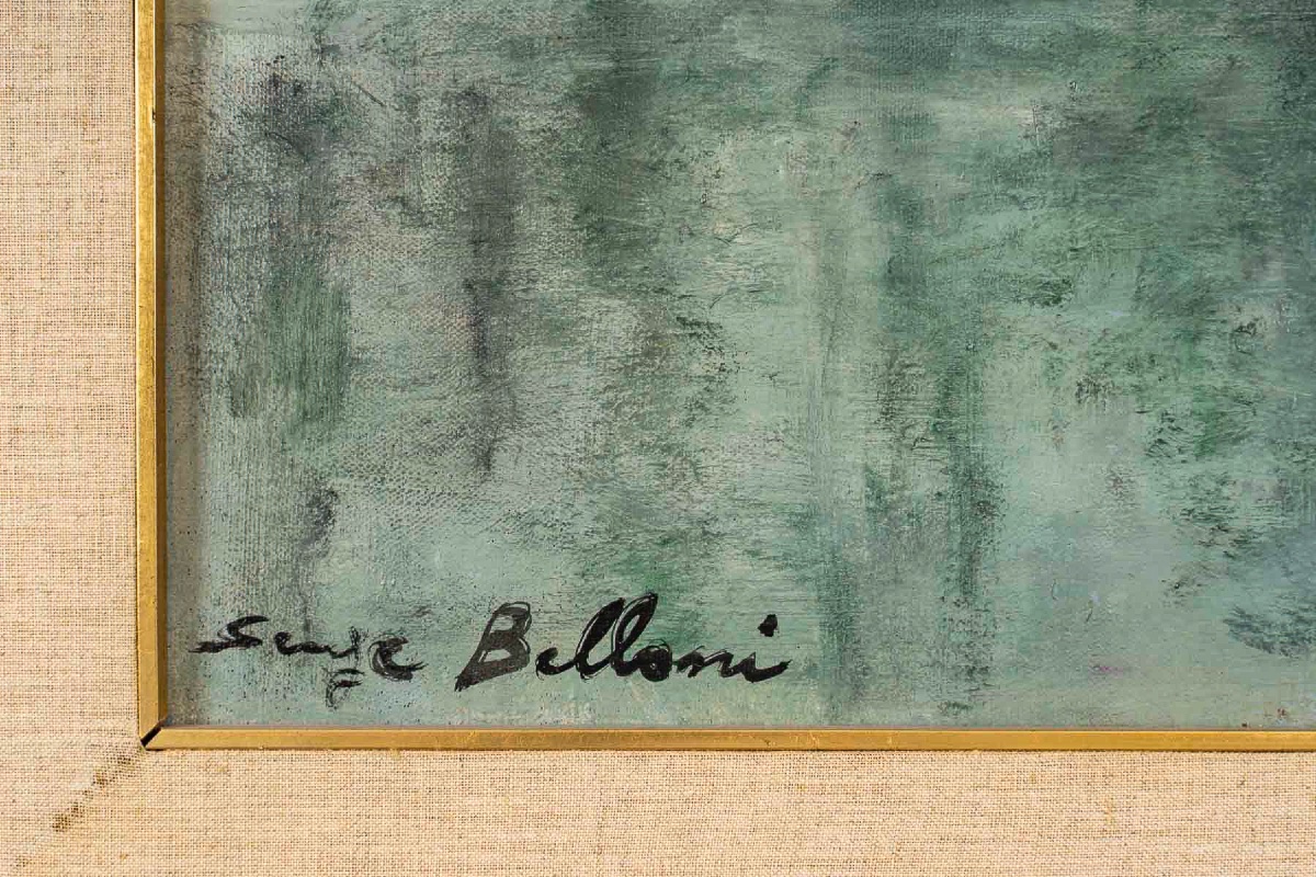 Serge Belloni (1925-2005) Paris Le Pont Neuf sous la neige huile sur toile circa 1960-photo-4