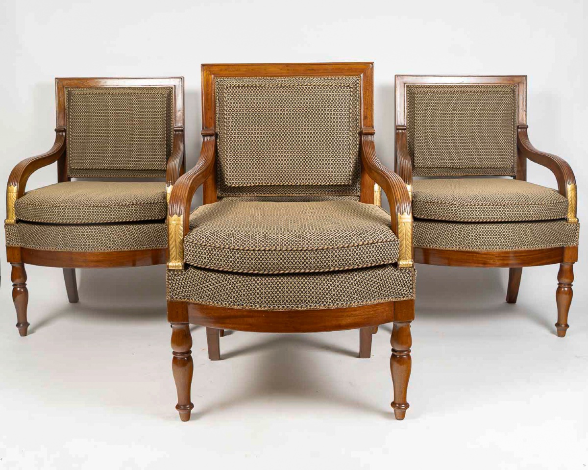 François Honoré Jacob (1770-1841) Suite de Quatre grands fauteuils en acajou d’époque Empire-photo-2