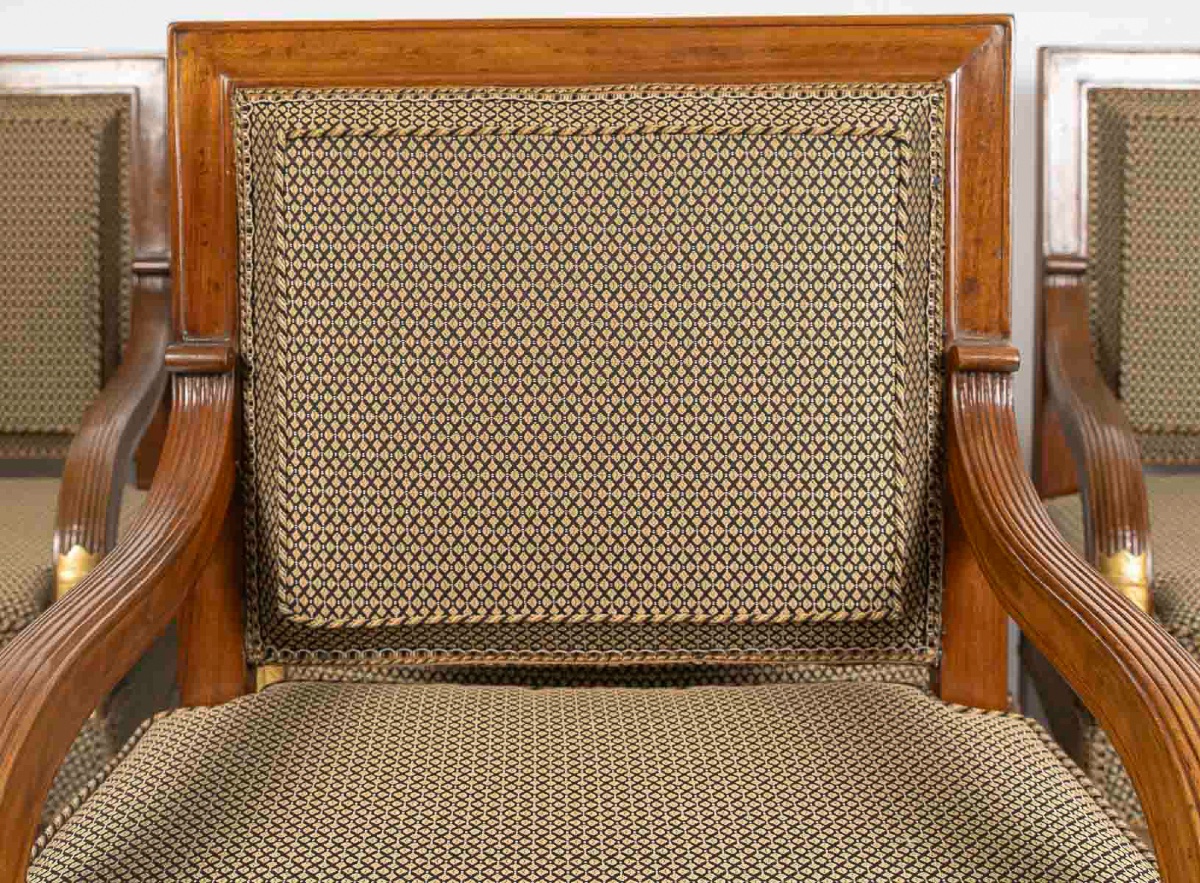 François Honoré Jacob (1770-1841) Suite de Quatre grands fauteuils en acajou d’époque Empire-photo-3