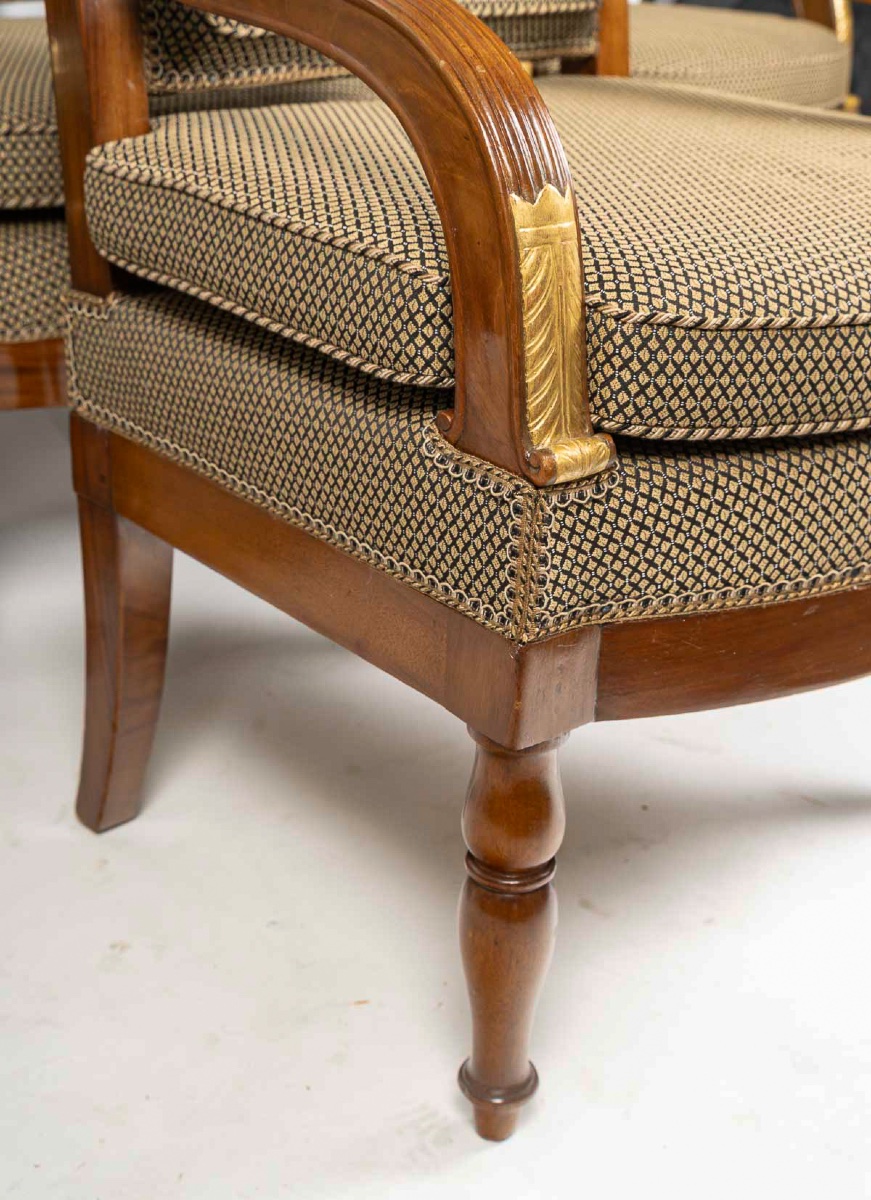 François Honoré Jacob (1770-1841) Suite de Quatre grands fauteuils en acajou d’époque Empire-photo-1