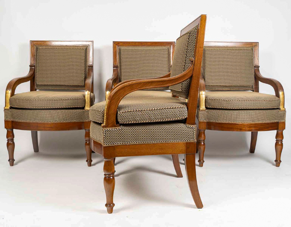 François Honoré Jacob (1770-1841) Suite de Quatre grands fauteuils en acajou d’époque Empire-photo-3