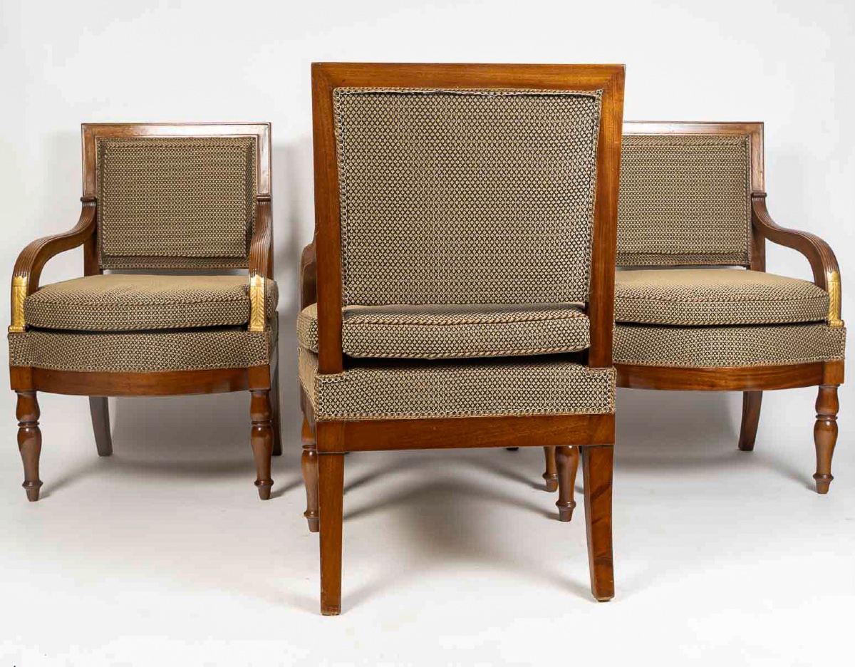 François Honoré Jacob (1770-1841) Suite de Quatre grands fauteuils en acajou d’époque Empire-photo-4