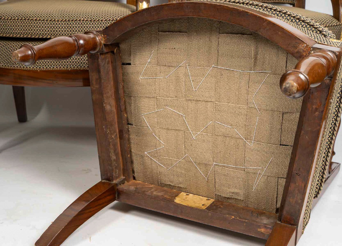 François Honoré Jacob (1770-1841) Suite de Quatre grands fauteuils en acajou d’époque Empire-photo-6