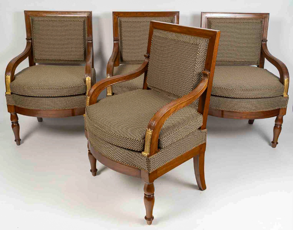 François Honoré Jacob (1770-1841) Suite de Quatre grands fauteuils en acajou d’époque Empire-photo-8
