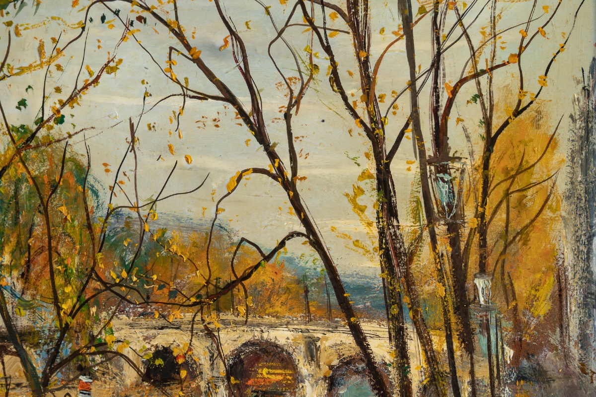 Serge Belloni (1925-2005) Le Pont Marie Huile sur panneau vers 1960-photo-3