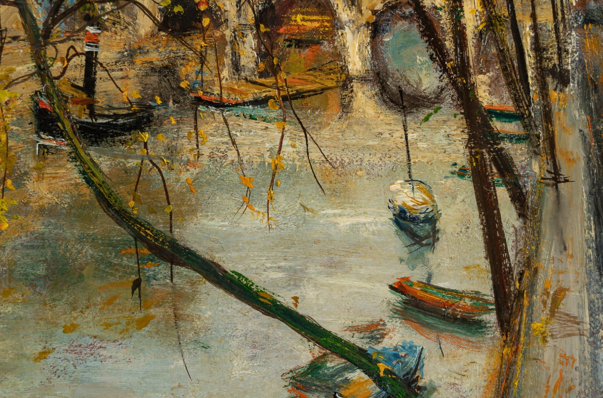 Serge Belloni (1925-2005) Le Pont Marie Huile sur panneau vers 1960-photo-2