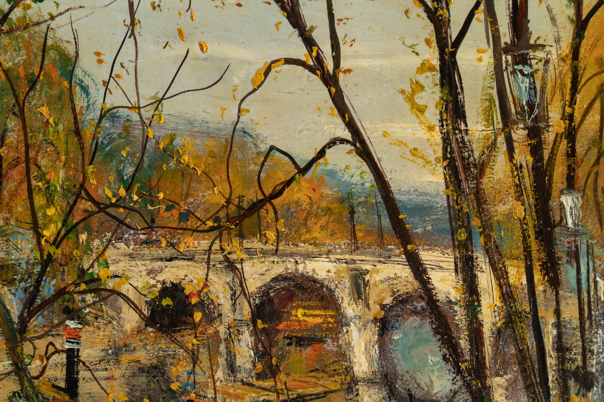 Serge Belloni (1925-2005) Le Pont Marie Huile sur panneau vers 1960-photo-3