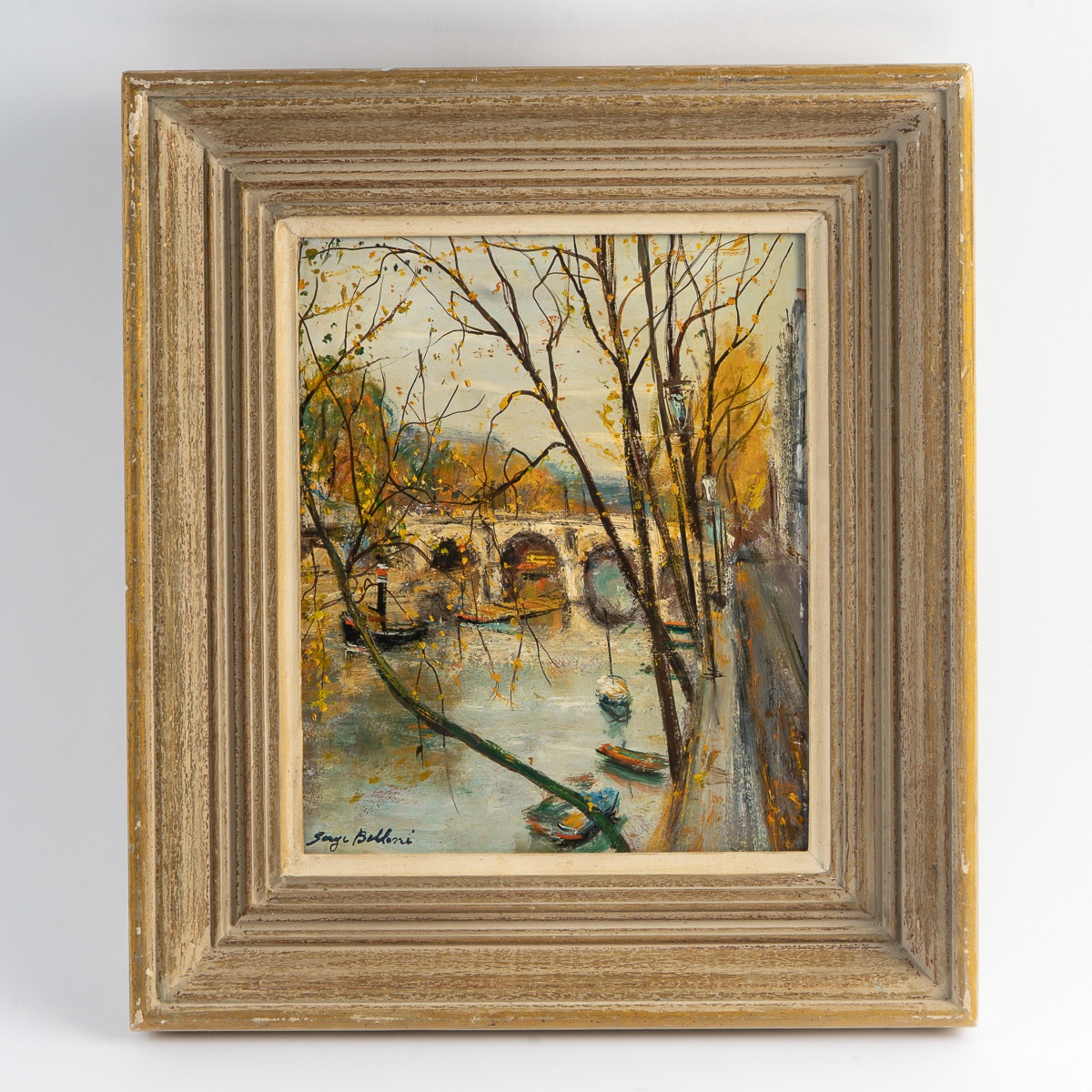 Serge Belloni (1925-2005) Le Pont Marie Huile sur panneau vers 1960