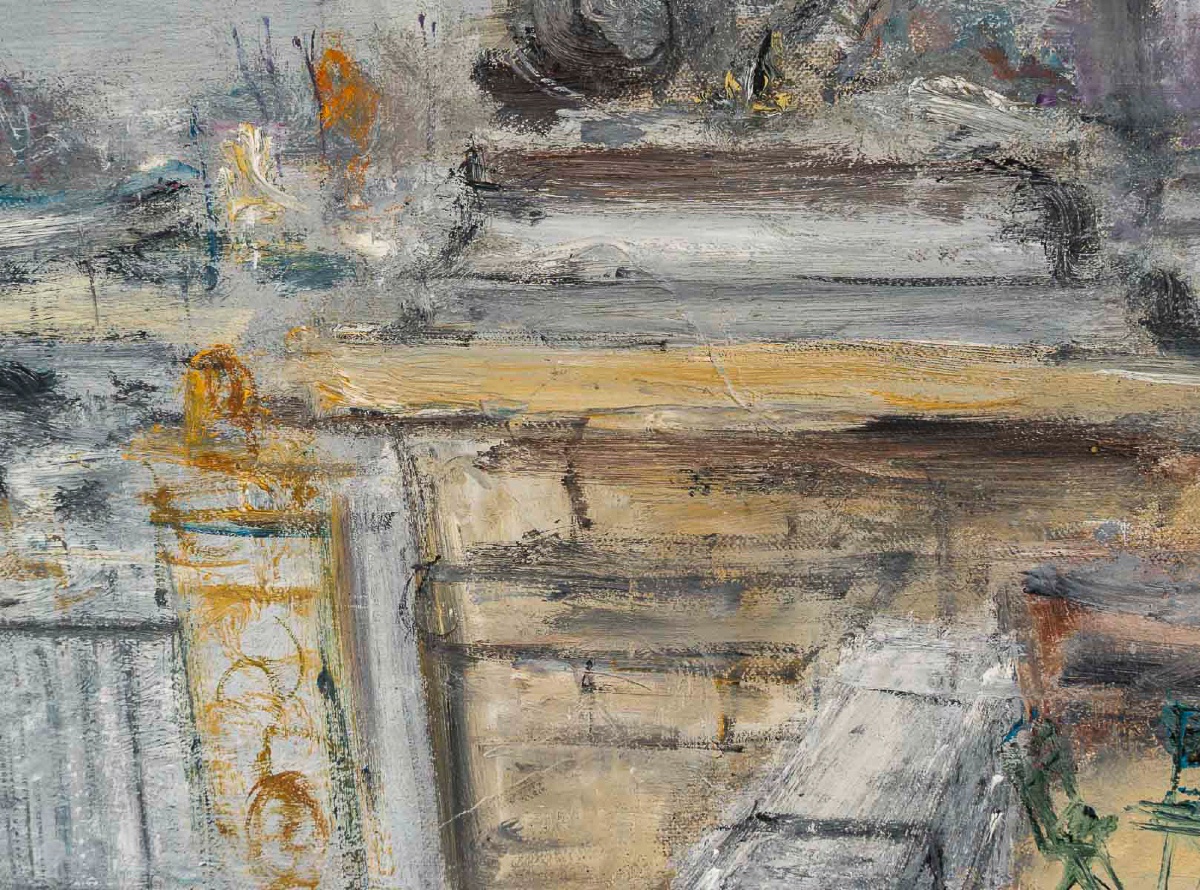 Serge Belloni (1925-2005) Paris Place de la Concorde et Tour Eiffel huile sur toile circa 1970-photo-1