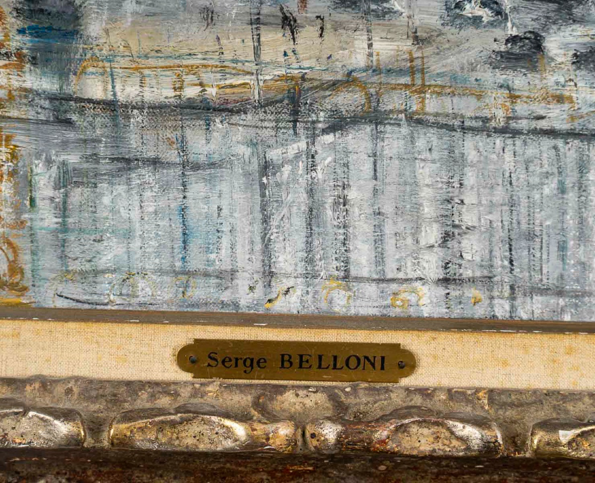 Serge Belloni (1925-2005) Paris Place de la Concorde et Tour Eiffel huile sur toile circa 1970-photo-5