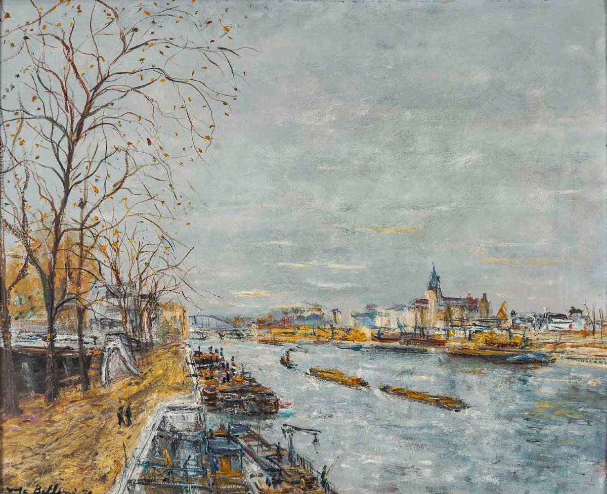 Serge Belloni (1925-2005) Quais de Seine - Quais de la Gare Huile sur panneau vers 1972-photo-2