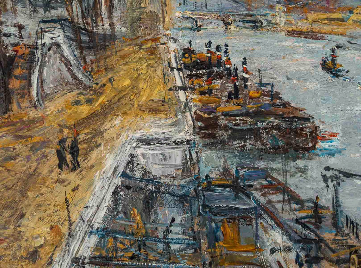 Serge Belloni (1925-2005) Quais de Seine - Quais de la Gare Huile sur panneau vers 1972-photo-1