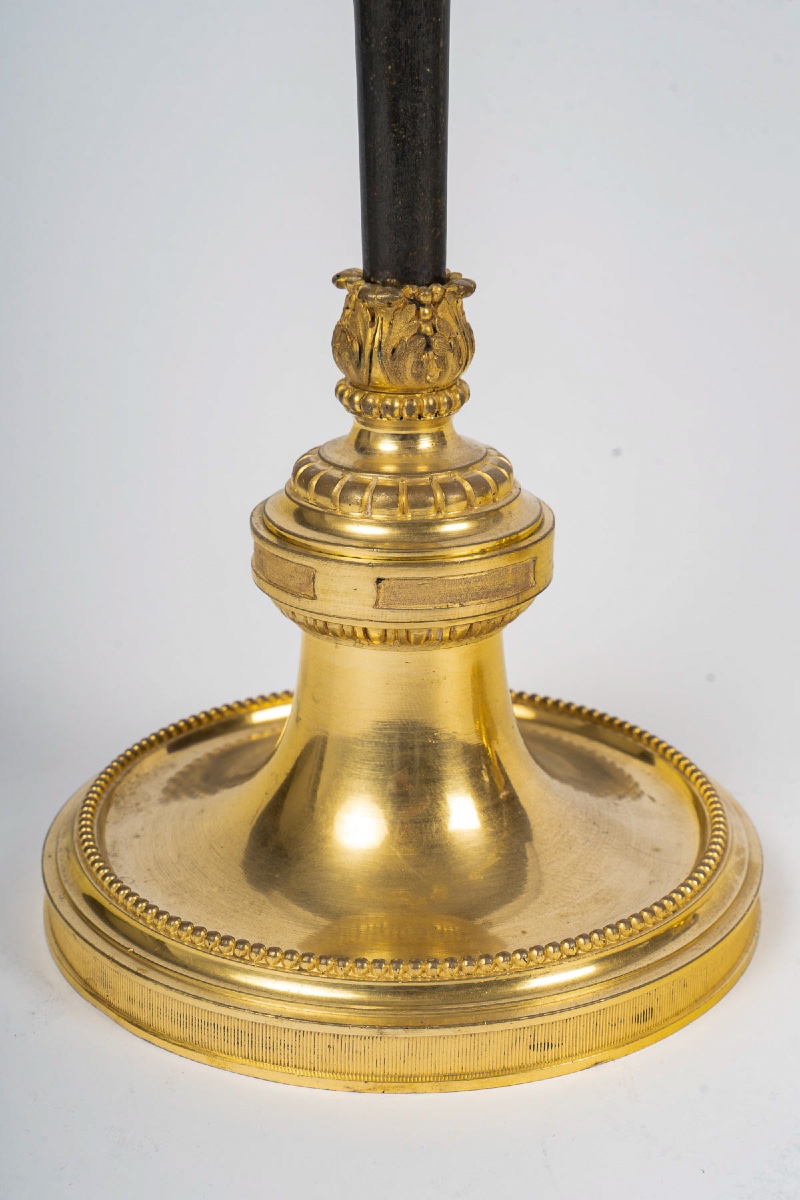 Pair Of Chased And Gilt Bronze Candelabra, Louis XVI Style, Circa 1850-1870-photo-2