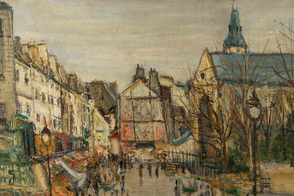 Serge Belloni (1925-2005) L’Eglise Saint-Medard Huile sur panneau vers 1961-photo-2