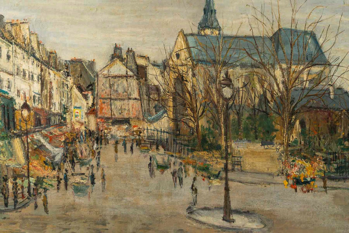 Serge Belloni (1925-2005) L’Eglise Saint-Medard Huile sur panneau vers 1961-photo-3