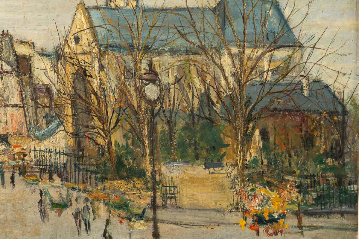Serge Belloni (1925-2005) L’Eglise Saint-Medard Huile sur panneau vers 1961-photo-1