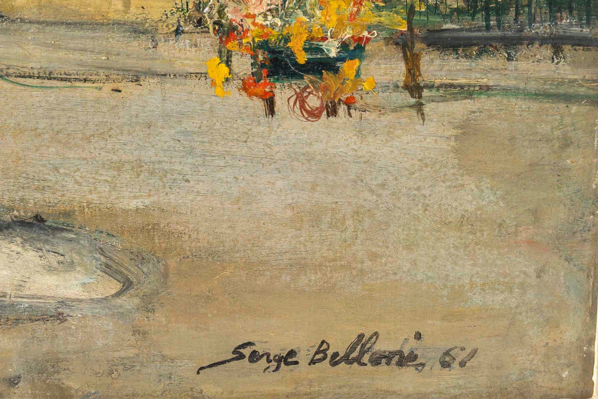 Serge Belloni (1925-2005) L’Eglise Saint-Medard Huile sur panneau vers 1961-photo-2