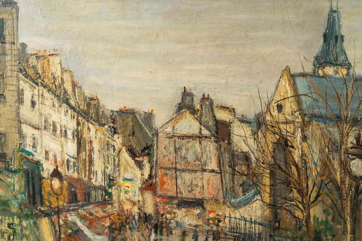 Serge Belloni (1925-2005) L’Eglise Saint-Medard Huile sur panneau vers 1961-photo-4