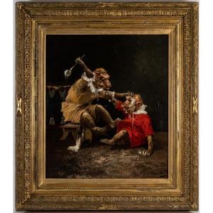Henry Schouten (1857-1927) - Singerie au cirque huile sur toile vers 1890