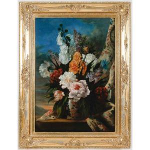 Ecole Romantique Française L’art Du Bouquet De Pivoine Huile Sur Toile Vers 1820-1830