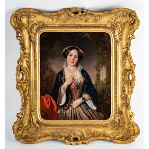 Portrait Présumé De La Reine Victoria Vers 1849 Par Henri-guillaume Schlesinger (1814-1893)