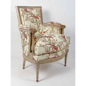 A Bergere (armchair) Period Cabriolet-back Armchairs In Natural Lacquered Wood Circa 1795