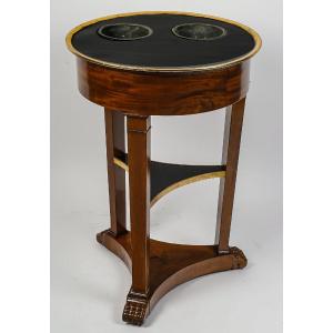 Circular Cooler In Mahogany And Black Lacquered Mahogany Empire Period Circa 1810