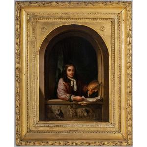Willem Van Mieris (suiveur De) Autoportrait D’un Peintre Huile Sur Panneau Pays-bas Vers 1800