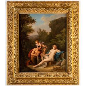 Jacques-antoine Vallin (1760-1835) - Pan In Love For Syrinx Oil On Canvas