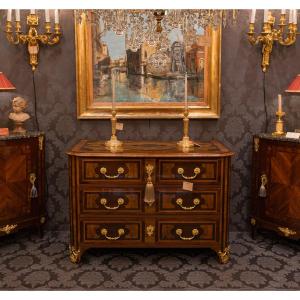 French Dauphiné Commode In Olivier Veneer Rosewood Walnut And Plum Louis XIV Period