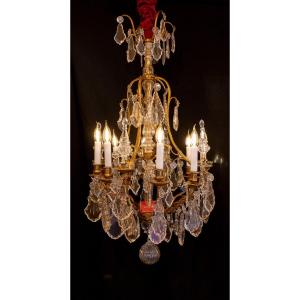 Gilt Bronze Chandelier With Crystal Decoration Attributed To  Baccarat Circa 1880