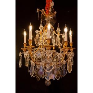 Maison Baguès French Marie-antoinette Style Gilt-bronze & Cut-crystal Chandelier Circa 1920