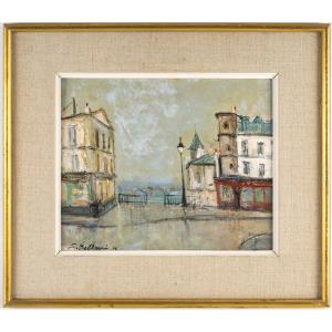 Serge Belloni (1925-2005) - Paris Le Belvedere Oil On Wood Circa 1956