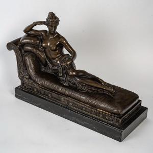 D’après Antonio Canova (1757–1822) Pauline Borghèse Vénus Victrix bronze et marbre vers 1860