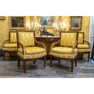 François Honoré Jacob (1770-1841) Set Of Four Large Empire Period Mahogany Armchairs Circa 1810
