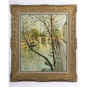 Serge Belloni (1925-2005) Paris The Pont Marie In Spring Oil On Canvas Circa 1957