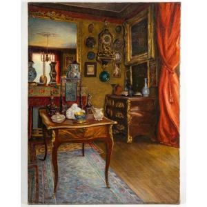 Pierre Bracquemond (1870–1926) Intérieur d’un Collectionneur Parisien Huile sur Toile vers 1906